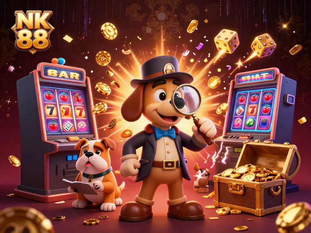 Experience thrilling gameplay with NK 88 as you discover hidden treasures in a dynamic casino scene.