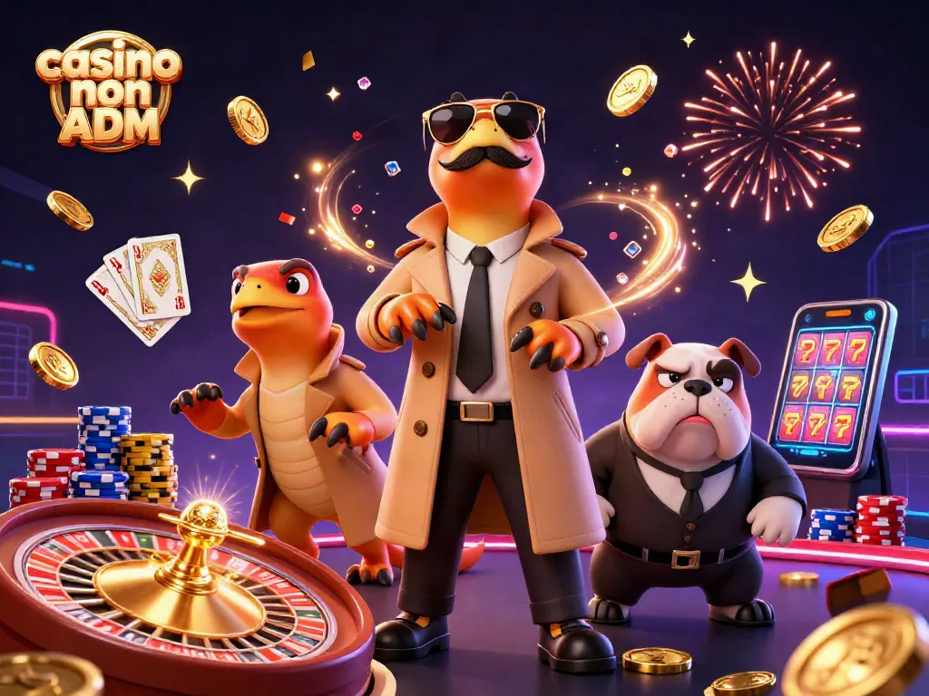 I raptor in trench coat tentano di entrare nel VIP del casino non ADM tra effetti scintillanti e monete d'oro volanti.