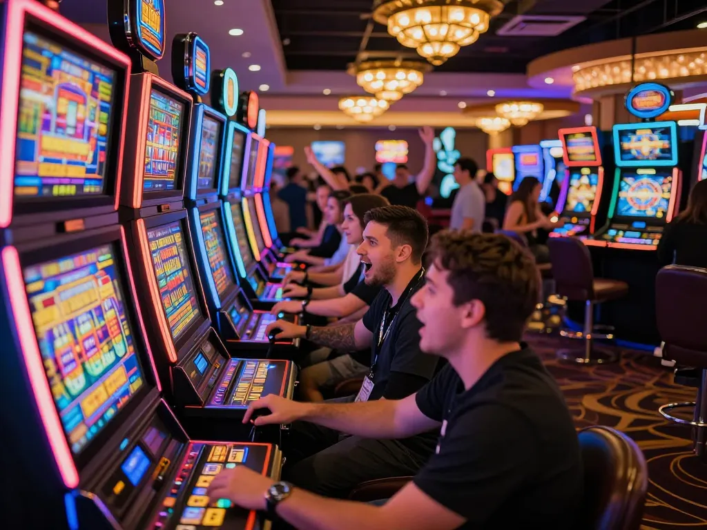 Mainecoasthemp players enjoy thrilling slot games in a vibrant casino atmosphere.