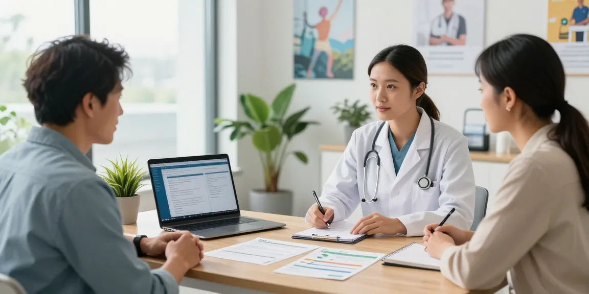 Koi semaglutide Canada consultation in a modern clinic setting, healthcare professional discussing benefits with a patient.