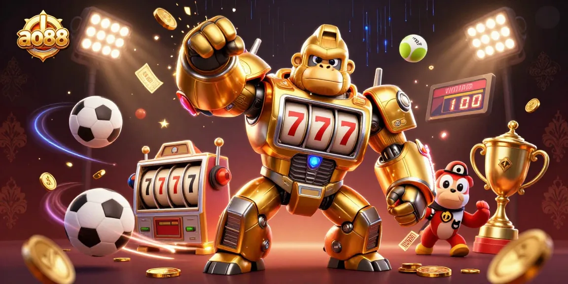 Experience the excitement at ao88 with a vibrant 3D gambling scene featuring dynamic characters engaging in slots and sports betting action.