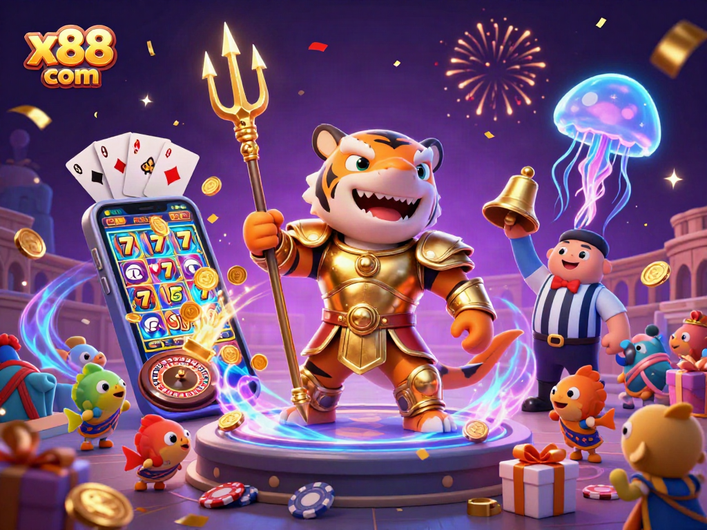 Experience the thrill of gaming with x88 com in a vibrant underwater casino scene.