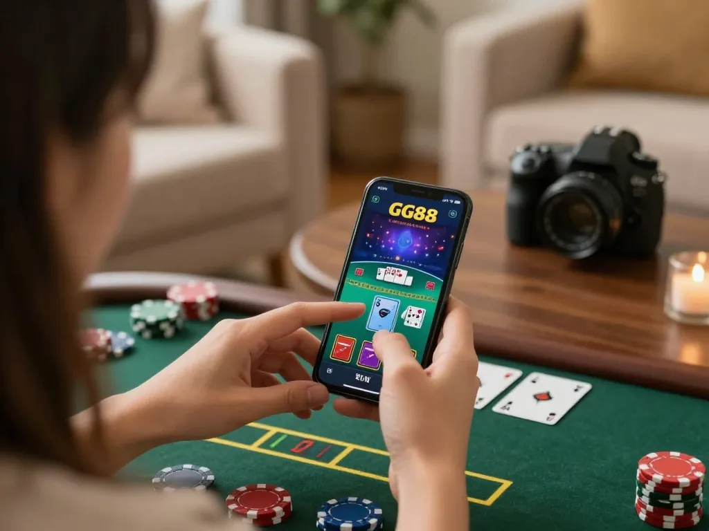 Player enjoying live dealer blackjack on GG88 app, showcasing engaging mobile gambling experience